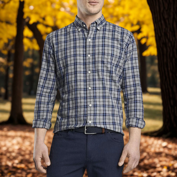 Peter Millar Mountinside Gray's Beach Check Long Sleeve Button Up Shirt Sz. XL - Picture 1 of 8